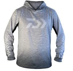 Daiwa 2022 New Fishing Hooded Ripple Long Sleeve Shirt DAIWA 22 HOODED RIPPLE JERSEY- GRAY