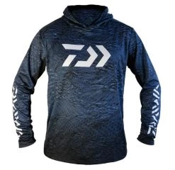 Daiwa 2022 New Fishing Hooded Ripple Long Sleeve Shirt DAIWA 22 HOODED RIPPLE JERSEY- NAVY