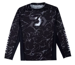 Shirts Daiwa Splash Fishing Shirt Black Long Sleeve UV Protection