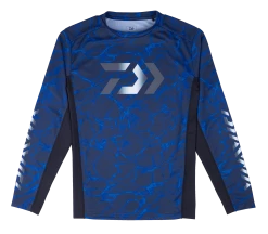 Shirts Daiwa Splash Fishing Shirt Blue Long Sleeve UV Protection