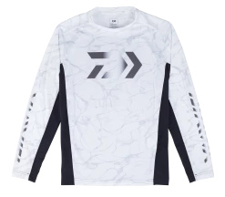 Shirts Daiwa Splash Fishing Shirt White Long Sleeve UV Protection